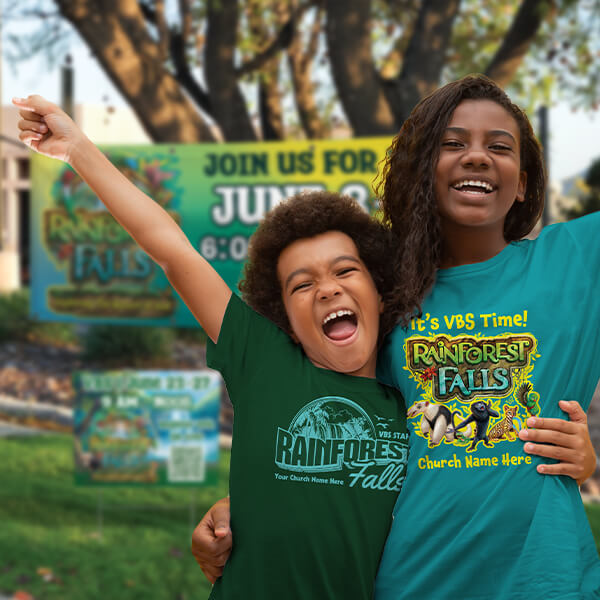 Young girls in custom VBS t-shirts